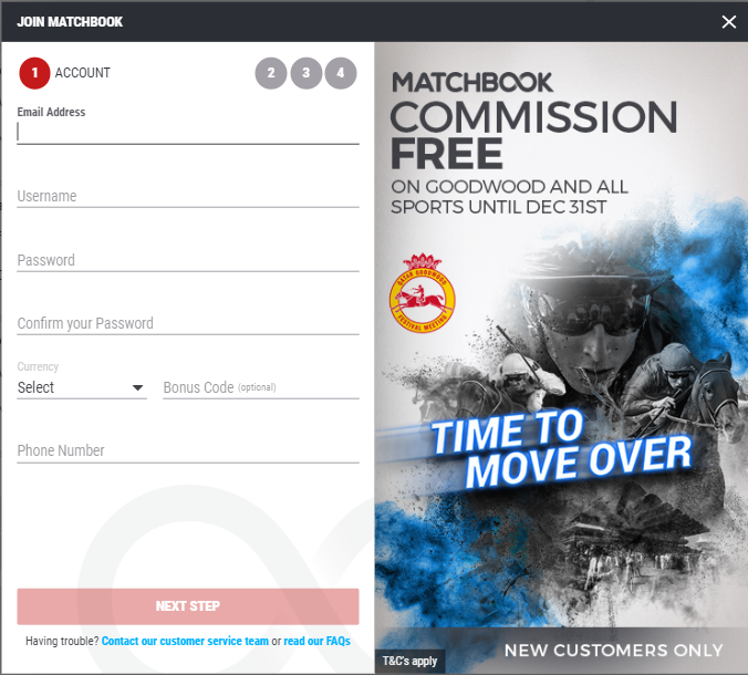 Matchbook.com Kontoregistrierung